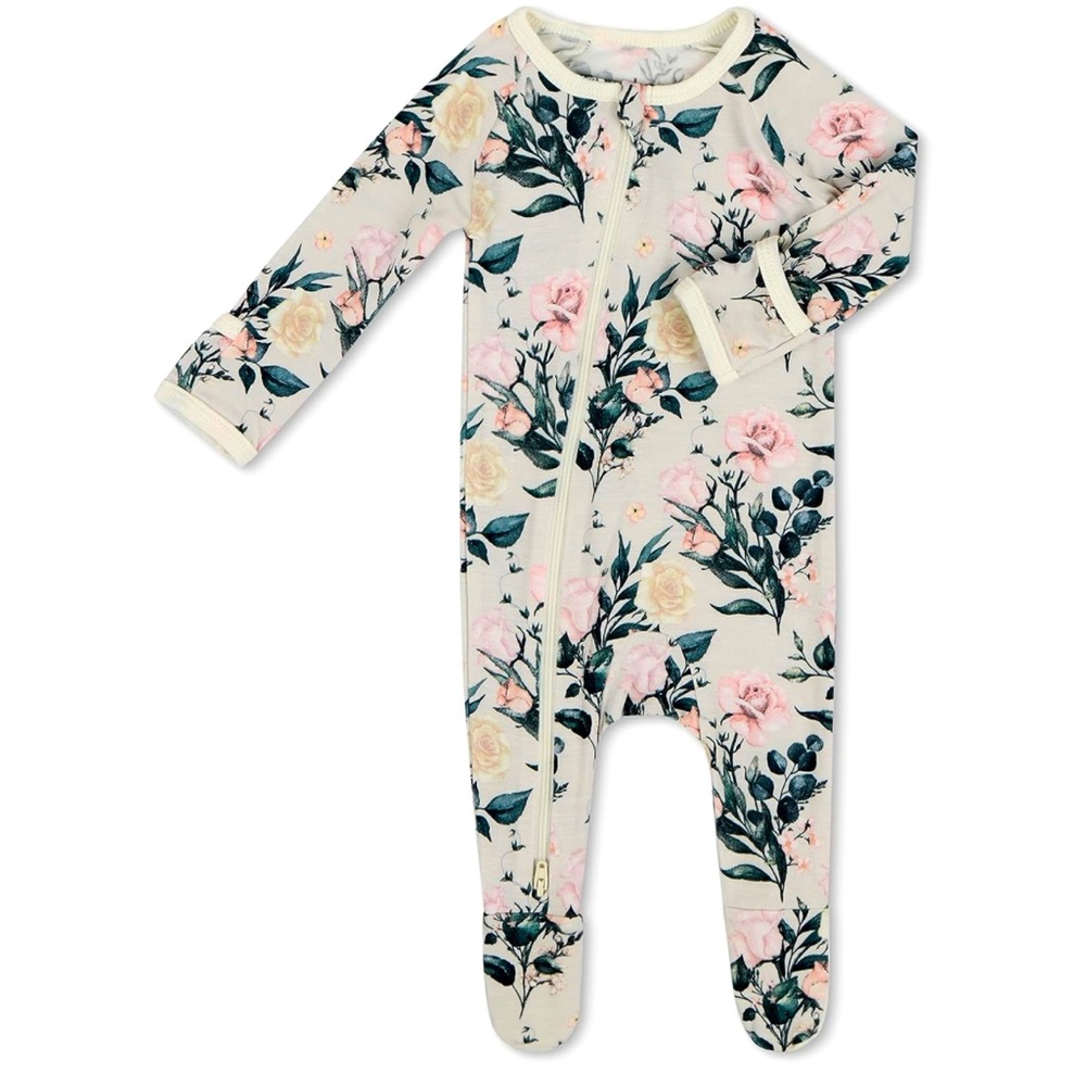 Gardenia Rose footie- bamboo